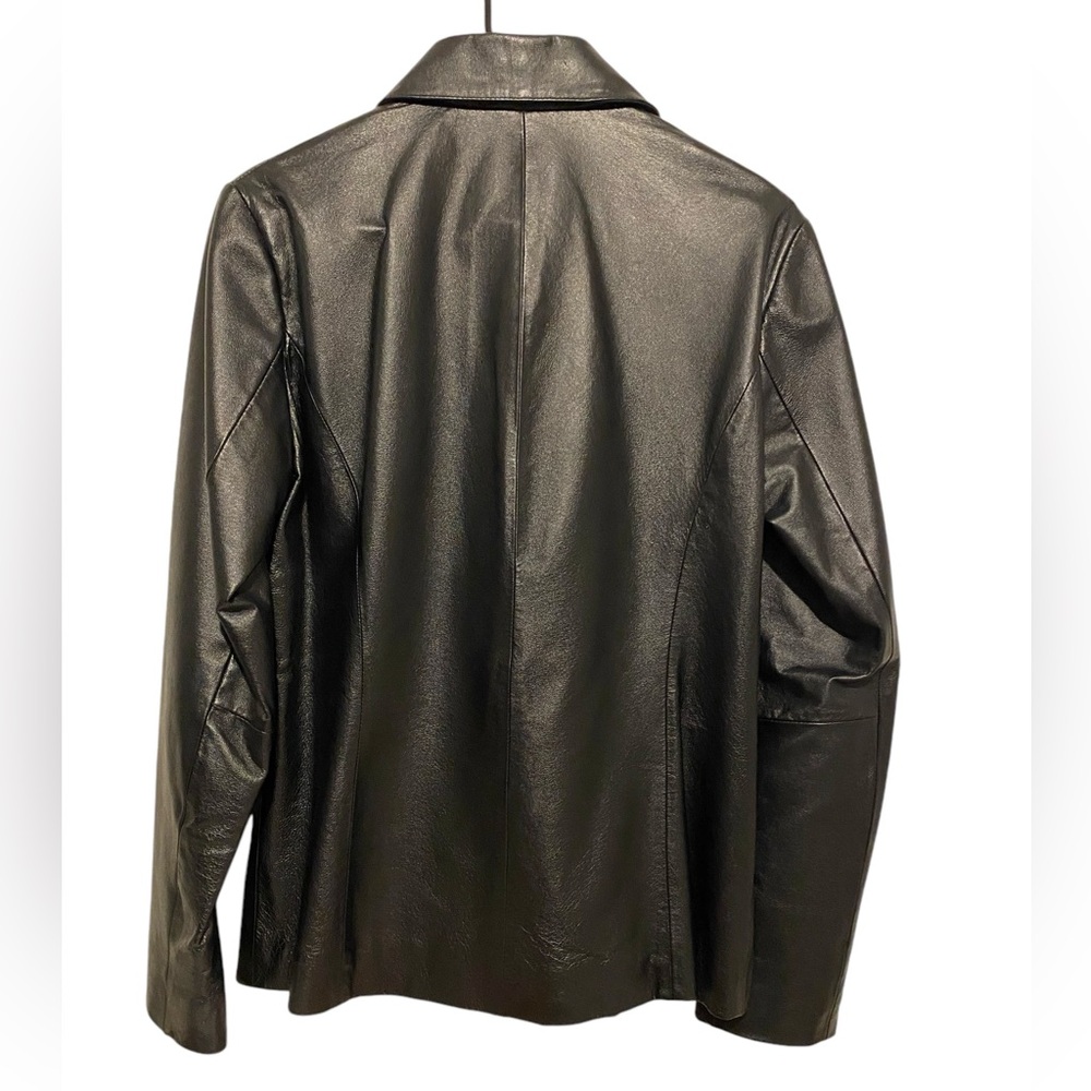 Women’s Wilson Black Leather Zip Up Jacket. EUC Sz. M - Picture 3 of 13